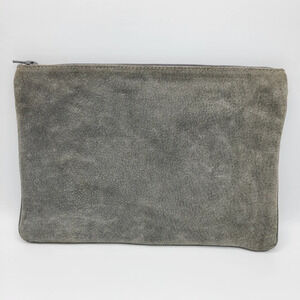 Vintage 70s to 80s Made in Italy Gray Suede Leather Clutch Bag